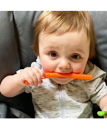 Hollow Teething Tubes 6.8 Soft Silicone Toys for Babies 3-6 Months, BPA Free - Blue+Orange - Buy Online on GoSupps.com