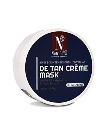 Nutriglow Advanced Organics De Tan Cream Mask with Skin Lightning Reduce Wrinkles Fine Lines & Fade Blemishes & Pigmentation All Skin Types 200Gm