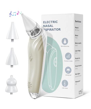 Nasal Aspirator for Baby Electric Baby Nose Sucker with Adjustable Suction Level  USB Rechargeable with 3 Silicone Tips Music and Light Soothing Function