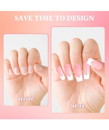 360 Pieces French Tip False Nails - Acrylic Full Cover Press-On Long Nail Tips | Nude Color Fake Nails for Women & Girls | Nail Art Manicure Decorations - Buy Online on GoSupps.com