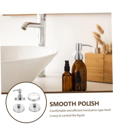 Alipis Medium Pumps Head - Stainless Steel & Acrylic Storage Containers for Bathroom Organization - Set of 2 7.5x7.5x2.5cm - Durable Germ-Free Lotion Dispenser - Buy Online on GoSupps.com