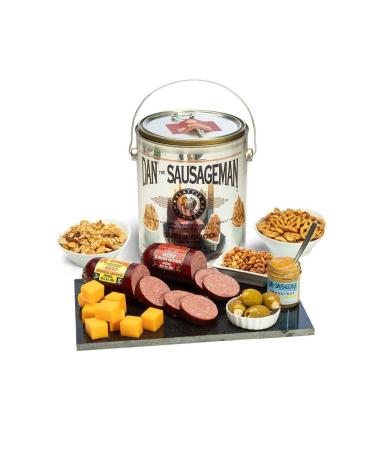 Dan the Sausageman's Perfect for the Palate Unique Gift Basket Idea -Featuring Dan's Summer Sausage, Sweet Hot Mustard, and 100% Wisconsin Cheese,