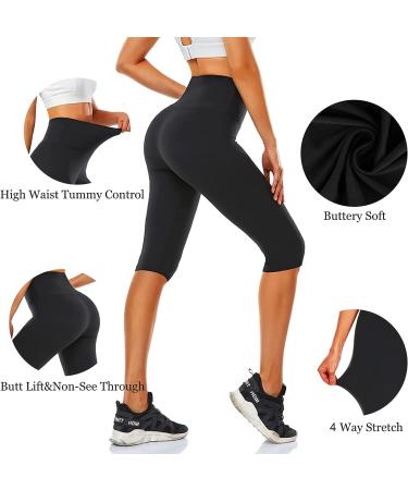 Women's High Waisted Capri Leggings with Pockets - Black, L-XL - Buy Online on GoSupps.com