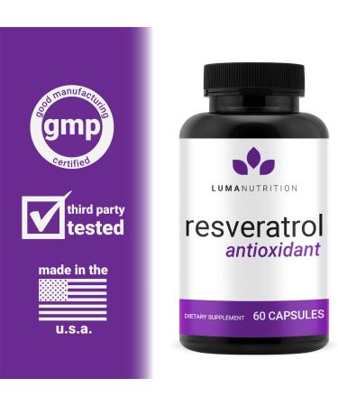 High Purity Resveratrol Capsules - 98% Trans-Resveratrol - 60 Capsules - Buy Online on GoSupps.com