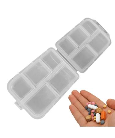 Travel Pill Organizer Box - Foldable Personal Daily Pill Case with 10 Grids Travel Pill Holder for Vitaming Fish Oils White