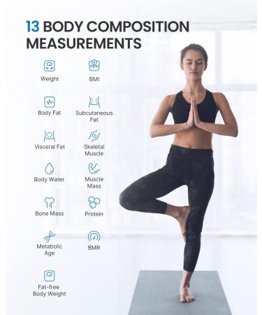 RENPHO Digital Body Weight & Fat Scale with Colored LCD Display | Smart Bluetooth BMI Analyzer & App | 13 Body Composition Metrics | 400lbs Capacity - Buy Online on GoSupps.com