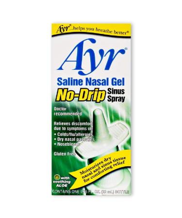 Ayr Saline Nasal Gel No-drip Sinus Spray With Soothing Aloe Vera, 0.75-Ounce Spray Bottles (Pack of 3)