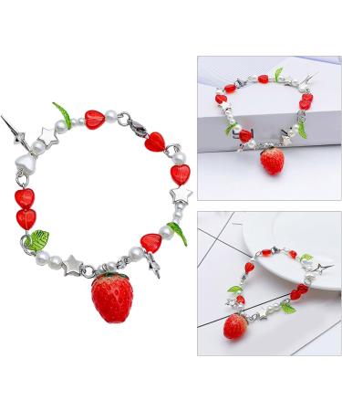 Oralgo's Unique Star & Strawberry Charm Bracelet - Trendy Women's Fashion Accessory Metal Alloy Chain Jewelry - Buy Online on GoSupps.com