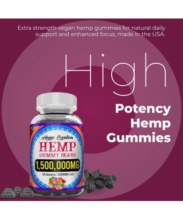 Organic Hemp Gummies Natural Pure Hemp Oil Extract - L-Theanine Sea Moss Vitamin B2 Extra Strength High Potency ed Edible Vegan Nature's Leaf Made in USA - Buy Online on GoSupps.com