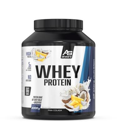 New all stars whey protein 2000g i protein powder with whey concentrate & isolate i delicious low-fat powder i high-quality protein powder i creamy protein shake (2 kg pina colada) pina colada 2 kg