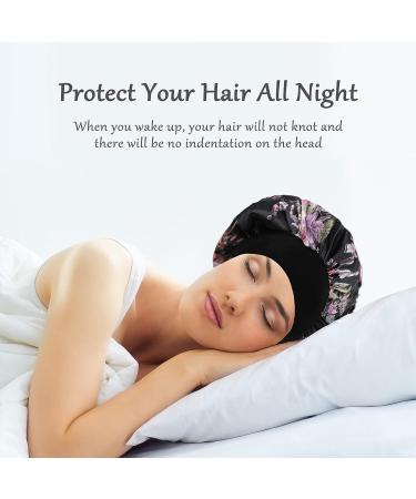 4PCS Silk Bonnet Set for Black Women - Satin Sleep Cap for Curly Hair - Wide Band Bonnets for Sleeping - Buy Online on GoSupps.com