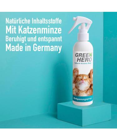 Green Hero Relaxation Spray for Cats - 250ml | Soothing Valerian Lavender & Natural Catnip for Well-Being - Buy Online on GoSupps.com