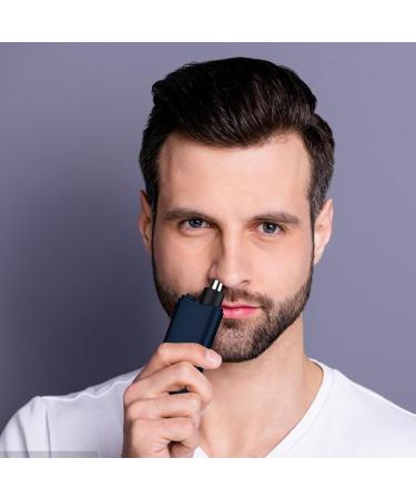 Rechargeable Waterproof Nose Hair Trimmer - Portable Multifunctional Ear & Nose Clippers - Cordless Precision Hair Remover in Navy Blue - Buy Online on GoSupps.com