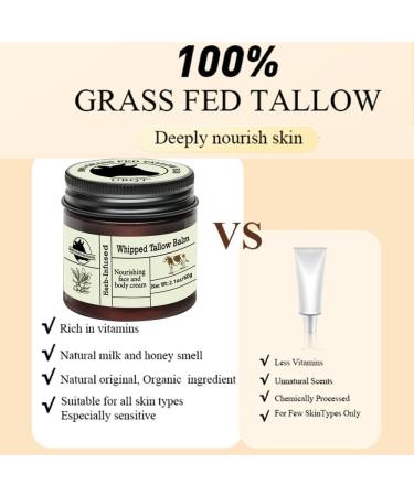 Organic Grass Fed Tallow Balm - Deeply Nourishing for Face & Body Tallow Cream Moisturizing Skin Care Cream for Dry Skin - Buy Online on GoSupps.com