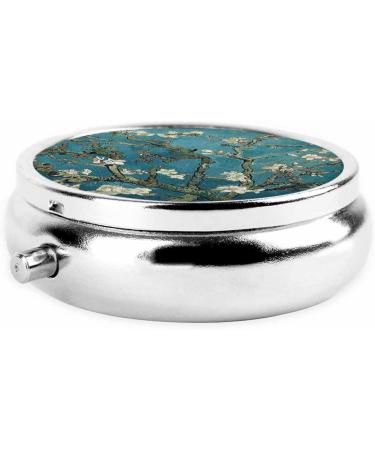 IBILIU Van Gogh Almond Blossoms Pill Case - Portable 3-Compartment Metal Organizer for Vitamins & Medicine - 2x2 Inch - Buy Online on GoSupps.com