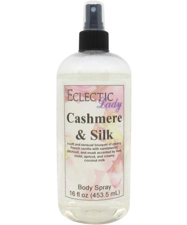 Cashmere and Silk Body Spray (Double Strength) 16 ounces Body Mist for Women with Clean Light & Gentle Fragrance Long Lasting Perfume with Comforting Scent for Men & Women Cologne with Soft