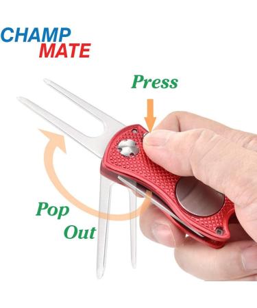 Champmate Golf Divot Tool - Stainless Steel Switchblade with Foldable Magnetic Design and USA Golf Ball Marker - 5 Designs Available - Buy Online on GoSupps.com