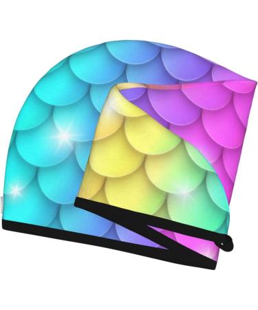 Rainbow Scales Microfiber Hair Towel Wrap - Soft Super Absorbent Coral Velvet for Long Curly & Thick Hair - Quick Dry Hair Cap for Women - Buy Online on GoSupps.com