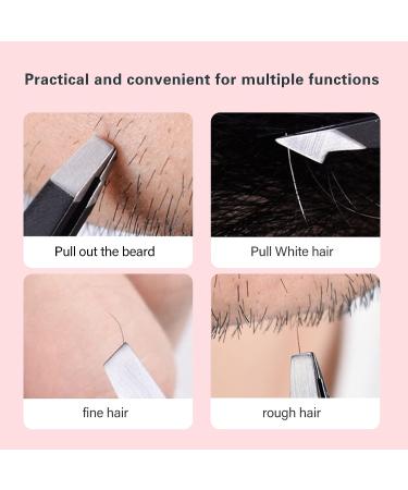 Derlaier Tweezers Set - High Precision Stainless Steel Eyebrow Tweezers for Facial Hair Removal, Ingrown Hair, and Splinter Removal - Buy Online on GoSupps.com