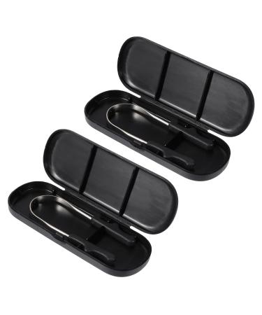Healifty Stainless Steel Tongue Scraper Set - Medical Grade Tongue Cleaner with Storage Case for Men, Women, Kids - Reusable and Hygienic (Black) - Buy Online on GoSupps.com