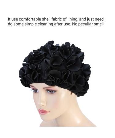 Haofy Retro Vintage Floral Bath Cap for Women - Waterproof Swimming Cap for Long Hair - Stylish Black Design - Buy Online on GoSupps.com