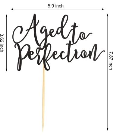 Arthsdite Aged to Perfection Cake Topper Happy Birthday Engagement Retirement Party Decorations Supplies - Black Glitter - Buy Online on GoSupps.com