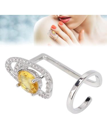 TIKATARER Nail Rings Fingernail Ring Rhinestones Nail Ring Nail Rings With Nails Attached Shiny Delicate Finger Nail Cover Ring Nail Art Charm for Dancing Party Dating (Yellow) - Buy Online on GoSupps.com