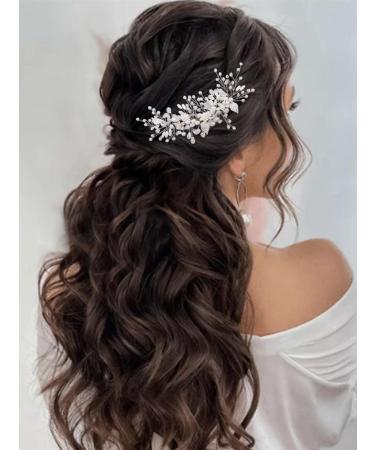 CASDRE Rhinestone Bride Wedding Headpiece Pearl Hair Accessories - Silver Bridal Headband for Women and Girls - Buy Online on GoSupps.com