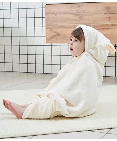 Gneliwm Baby Hooded Bath Towel Swaddle Wrap Blanket - Ultra Soft Coral Velvet Poncho for Newborns - White Sheep Design - Buy Online on GoSupps.com