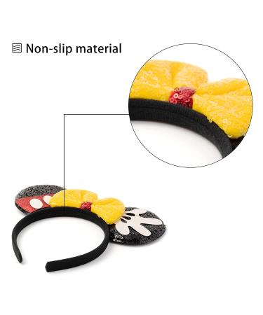 2Pcs Shiny Bow Mouse Ears Headbands for Kids, Girls, Women - Perfect for Princess Parties, Cosplay and Decorations - Buy Online on GoSupps.com