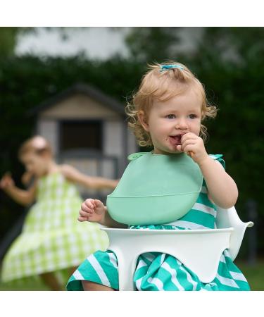 Lilly Moon Silicone Bibs for Babies BPA-Free Waterproof with Collecting Bowl | Washable Toddler Bibs | Grayed Jade & Pale Dogwood | Ideal Baby Accessories - Buy Online on GoSupps.com