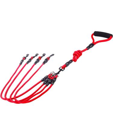 4-in-1 Dog Leash for 1-4 Dogs | No-Tangle Pet Lead for Walking & Jogging | Perfect for Medium & Small Dogs | Red - Buy Online on GoSupps.com