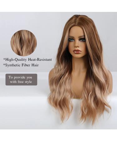 Buy Esmee 24-Inch Long Curly Brown Synthetic Hair Wig for Women - Heat Resistant Middle Part Wig - Buy Online on GoSupps.com
