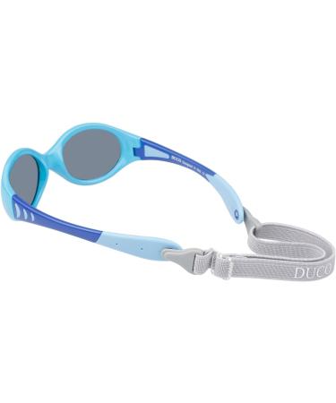 DUCO Baby Polarized Sunglasses for Newborn Toddler 0-24 Months | UV Protection, Flexible Infant Sunglasses 0-2 Years | Blue Frame with Strap - Buy Online on GoSupps.com