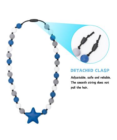 2 Pack Baby Silicone Sensory Chew Necklaces - BPA Free Teething & Nursing Toys for Breastfeeding - Freezable & Dishwasher Safe - Blue & Gray Stars - Buy Online on GoSupps.com