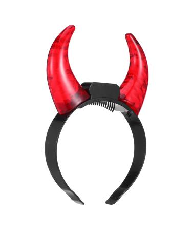 LIFKOME Devil Horns Headband Led Devil Ears Headband Glow in the Dark Halloween Devil Costume Accessory for Themed Party Cosplay Hairband Red