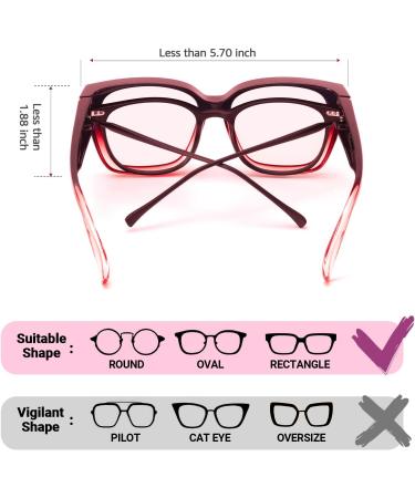 LVIOE Blue Light Filter Glasses - Over Glasses Comfort for Eye Strain Relief | Stylish Red & Pink Options - Buy Online on GoSupps.com