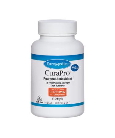 EuroMedica CuraPro - 750mg  30 Softgels - High Potency Turmeric Curcumin Supplement - Clinically-Studied Liver  Brain  Heart & Immune Support - 30 Servings - Buy Online on GoSupps.com