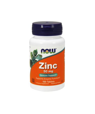 NOW Supplements Zinc 50 mg 100 Tablets - Buy Online on GoSupps.com