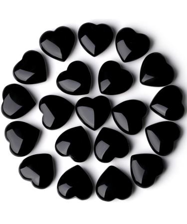 XIANNVXI 20 Pcs Black Obsidian Crystal Heart Stones Natural Obsidian Crystals Black Tourmaline Healing Gemstones Reiki Palm Stones for Meditation Energy Balancing