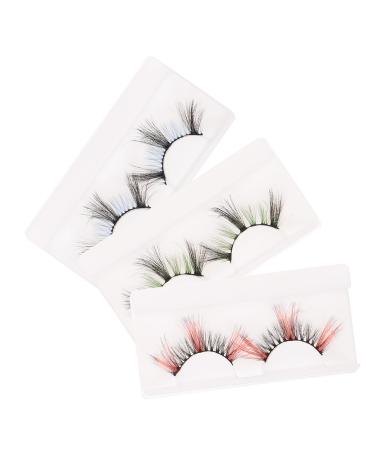 minkissy 3 Pairs False Lashes False Eyelashes Fake Eyelashes Fake Lashes False Eyelash for Women Colored Eyelashes Fake Eyelash for Women Colored Lashes Imitation Natural Set