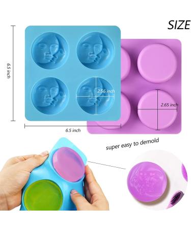 Sun & Moon Silicone Soap Mold - 4 Cavity Crescent Moon Face for Homemade Lotion Bar, Bath Bombs, DIY Candle Resin Making - Buy Online on GoSupps.com