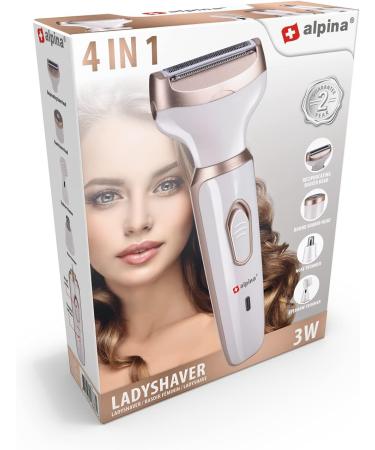Alpina Women's Multifunctional Razor - Electric Body & Face Trimmer with Eyebrow Attachment - USB Rechargeable - White/Gold - Buy Online on GoSupps.com