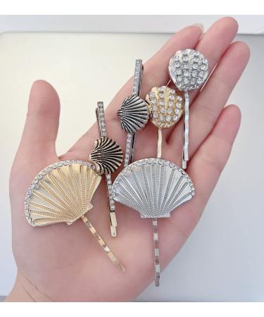 6PCS Retro Shell Shape Rhinestone Hair Pins for Women - Vintage Bobby Pins Hair Clips for Styling and Decorative Headwear - Buy Online on GoSupps.com