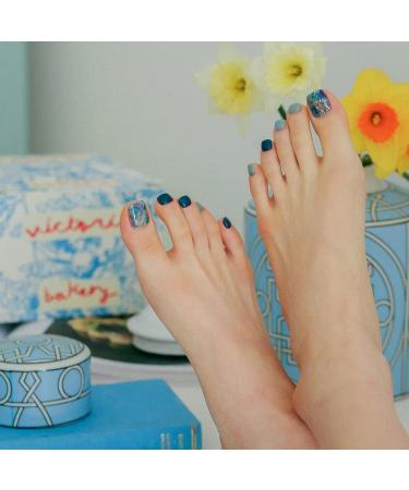 Zinipin Gellight Semi-Cured Gel Pedicure Strips - 30 Pedi Wraps with Cleanser Pads, Stick & File - Blue Marble Art - Buy Online on GoSupps.com