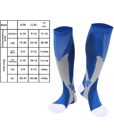 2 Pair Compression Socks 20-30mmHg Support Knee High Graduated Stockings for Men & Women - L-XL Blue - Buy Online on GoSupps.com