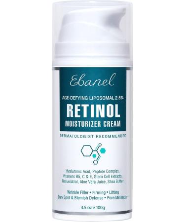 Ebanel 2.5% Retinol Cream for Face Moisturizer with Peptide  Hyaluronic Acid  Anti Aging Wrinkle Night Cream  Skin Tightening Firming Cream for Face and Neck  Minimizes Dark Spot  Age Spot  Acne Scar