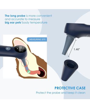 Pet Ear Thermometer for Dogs Cats and Livestock Long Probe Designed / Convert and Sound Switch Dedicated Button 1 Second Measurement 20 pcs Pet Swabs Included - Buy Online on GoSupps.com
