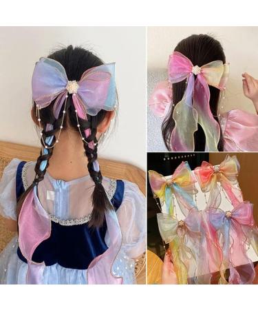 Hair Clips Cute colorful chiffon bow ribbon hairpin sweet hair accessories headband hairpin Blue Hair Clips (Size : 5) - Buy Online on GoSupps.com