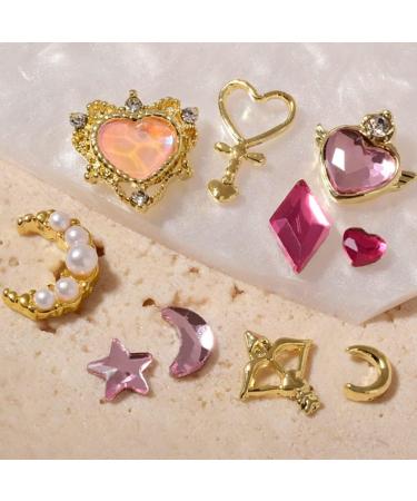 Dornail 3D Star Moon Nail Charms | Colorful Heart Rhinestones | Nail Gems for Nail Art | Geometry Rhinestone Decorations | Nail Kit 1 Box - Buy Online on GoSupps.com
